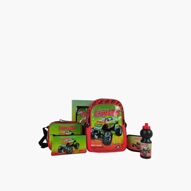 5-Piece Monster Truck Backpack Set for Boys